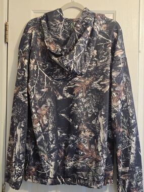 Camo Print Hooded Pullover - Brown & Green Leaves